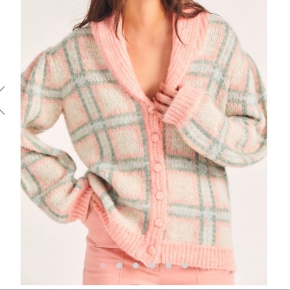 LoveShackFancy Sweaters - NWT loveshack fancy Jeeves cardigan in magnolia pink plaid